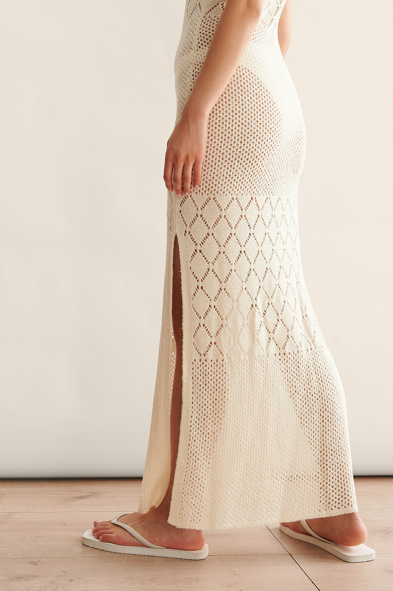 Crochet Maxi Dress Offwhite | na-kd.com